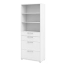 Prima White 4 Drawers Bookcase With 3 Shelves by Lavishway | Book Shelves and Cabinets-29097