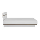 Chelsea White High Gloss Bed With Oak Trim by Lavishway | Wooden Beds-30207