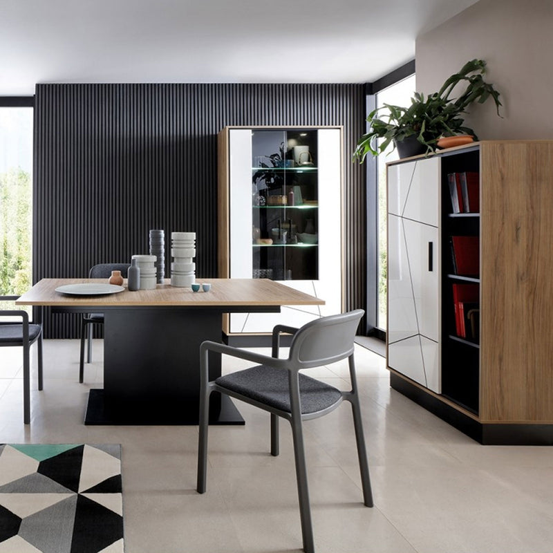 Brolo Walnut Finish Wide 1 Door Bookcase by Lavishway | Book Shelves and Cabinets-30230