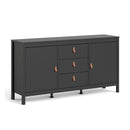 Barcelona Black 3 Drawers Wooden Sideboard by Lavishway | Sideboards-30280