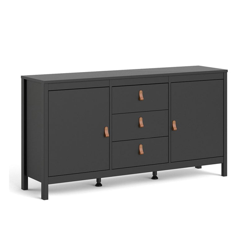 Barcelona Black 3 Drawers Wooden Sideboard by Lavishway | Sideboards-30280