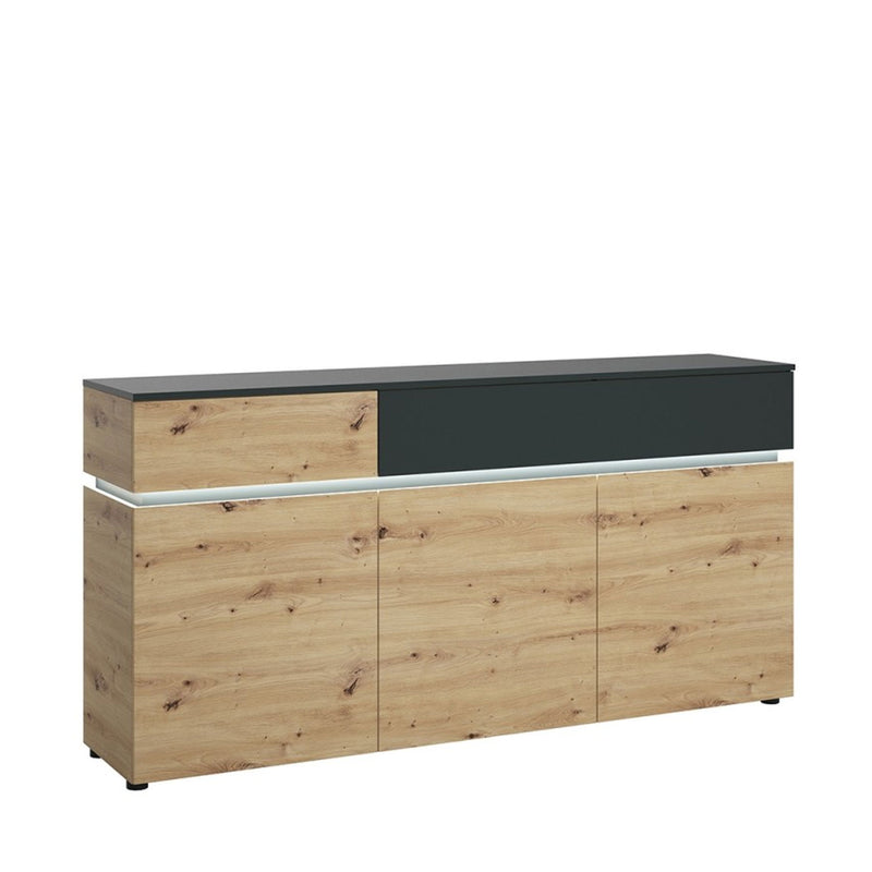Luci Platinum & Oak 3 Doors Wooden Sideboard by Lavishway | Sideboards-29976
