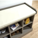 8 Compartment Padded Seat Shoe Bench in Grey by Lavishway | Shoe Cabinets-43293