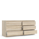 Naia Oak Finish Wide Chest of 6 Drawers by Lavishway | Chest Of Drawers-29378