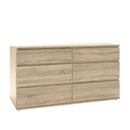 Nova Oak Finish Wide 6 Drawers Chest by Lavishway | Chest Of Drawers-30090