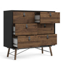 Ry Black & Walnut Finish Chest of 6 Drawers by Lavishway | Chest Of Drawers-29318