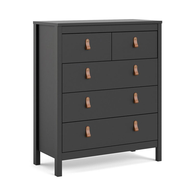 Barcelona Matt Black 2 Over 3 Chest of Drawer by Lavishway | Chest Of Drawers-30242