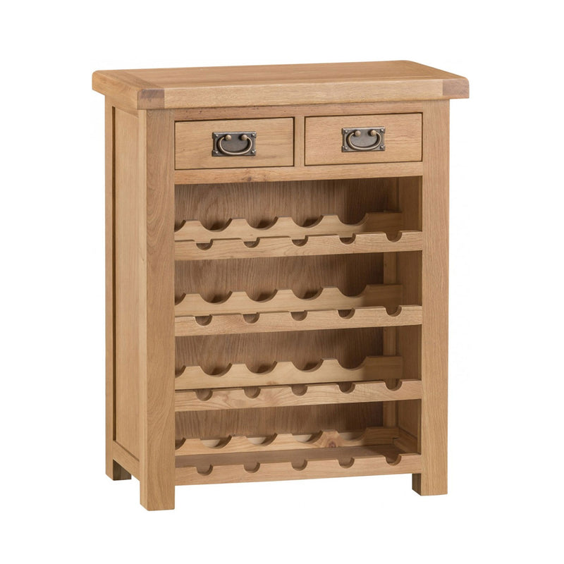 Chunky Oak Small 2 Drawers Wine Rack by Lavishway | Wine Racks-32571