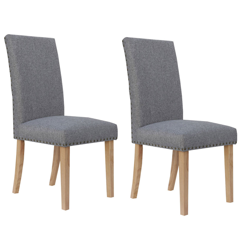 Tweed Fabric Studded Dining Chair in Pair by Lavishway | Dining Chairs-30969