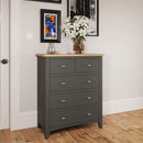 Grantham Oak Top 5 Chest Of Drawers in Grey by Lavishway | Chest Of Drawers-33917