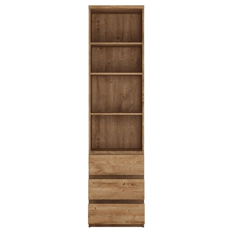 Fribo Oak Finish 3 Drawers Bookcase by Lavishway | Book Shelves and Cabinets-30311