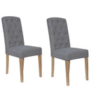 Button Back Light Grey Dining Chair Set of 2 by Lavishway | Dining Chairs-31055