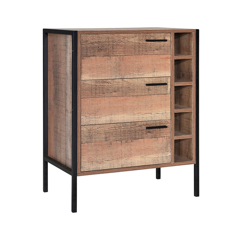 Hoxton 3 Drawers Wood Effect Wine Cabinet by Lavishway | Wine Racks-35278