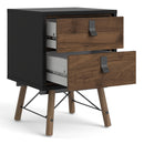 Ry 2 Drawers Black & Walnut Bedside Table by Lavishway | Bedside Tables-29309