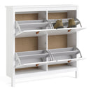 Barcelona White 4 Tilting Doors Shoe Cabinet by Lavishway | Shoe Cabinets-29778