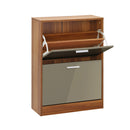 Strand Walnut Finish Grey Wooden Shoe Cabinet by Lavishway | Shoe Cabinets-34760