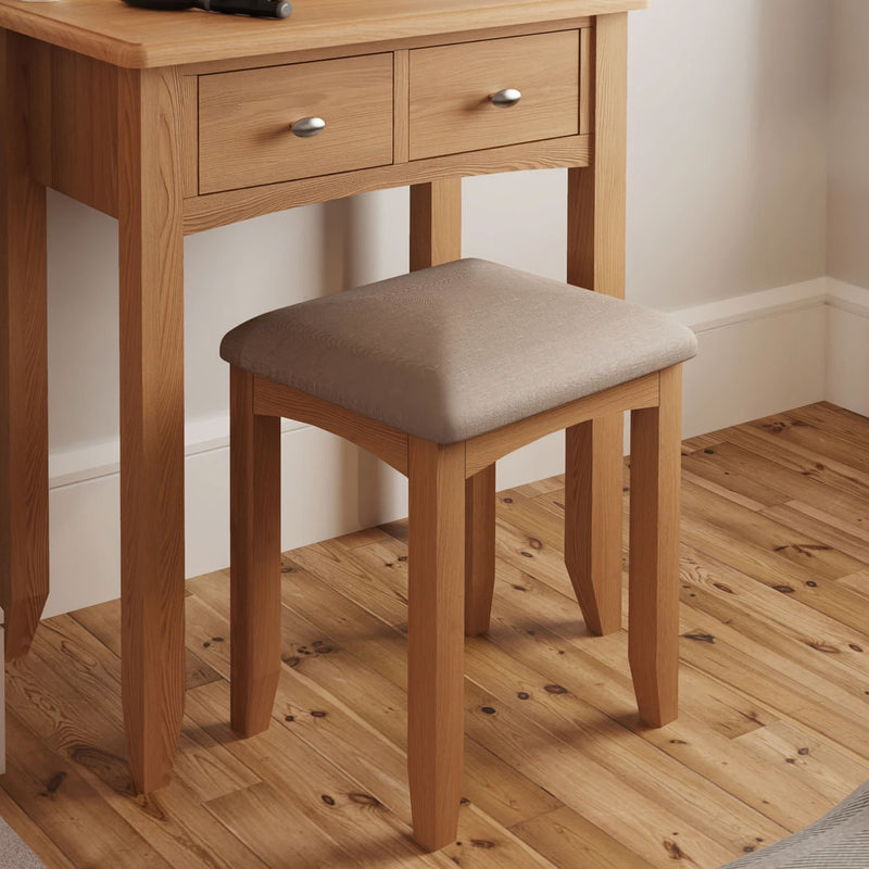 Guildford Solid Oak Dressing Table Stool by Lavishway | Dressing Table Stools-31953