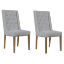 Natural Studded Fabric Dining Chair Set of 2 by Lavishway | Dining Chairs-36137