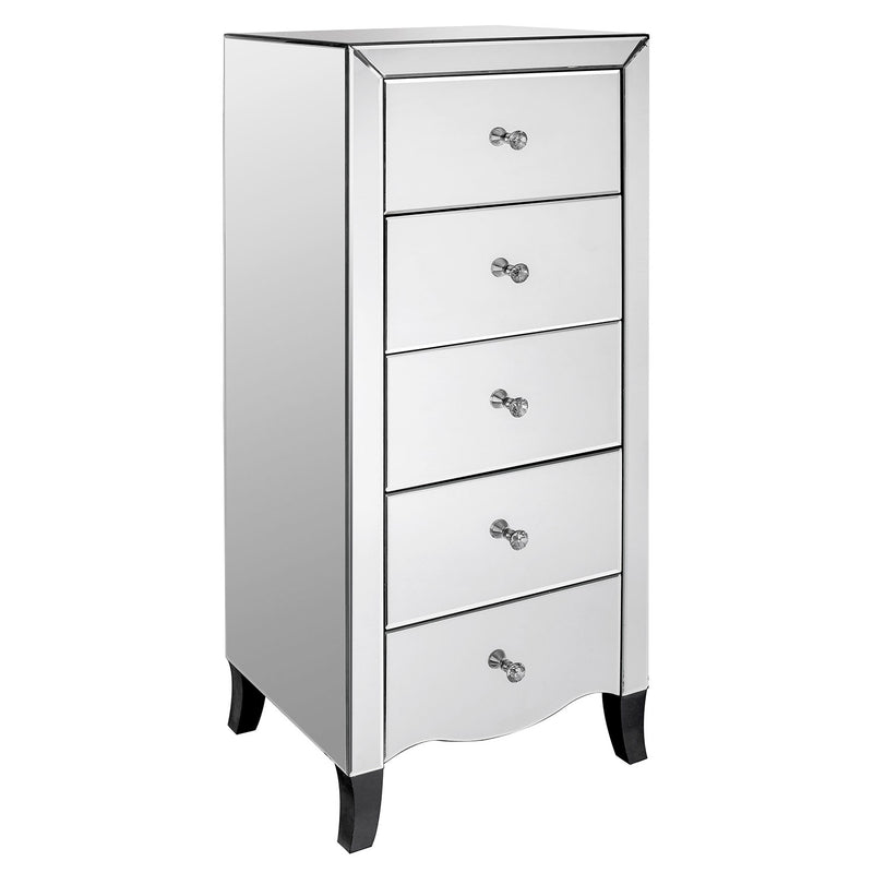Valentina 5 Drawer Mirrored Chest Of Drawers by Lavishway | Chest Of Drawers-28338