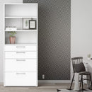 Prima White 4 Drawers Bookcase With 3 Shelves by Lavishway | Book Shelves and Cabinets-29094