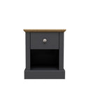 Devon Charcoal and Oak 1 Drawer Lamp Table by Lavishway | Side Tables-35133