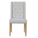 Natural Studded Fabric Dining Chair Set of 2 by Lavishway | Dining Chairs-36138
