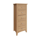 Guildford Solid Oak 5 Drawers Narrow Chest by Lavishway | Chest Of Drawers-32093