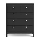 Madrid Matt Black 2 Over 3 Chest Of Drawers by Lavishway | Chest Of Drawers-29883