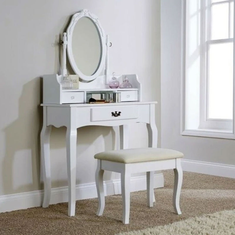 Set of Stylish Dressing Table in White by Lavishway | Dressing Tables-38713