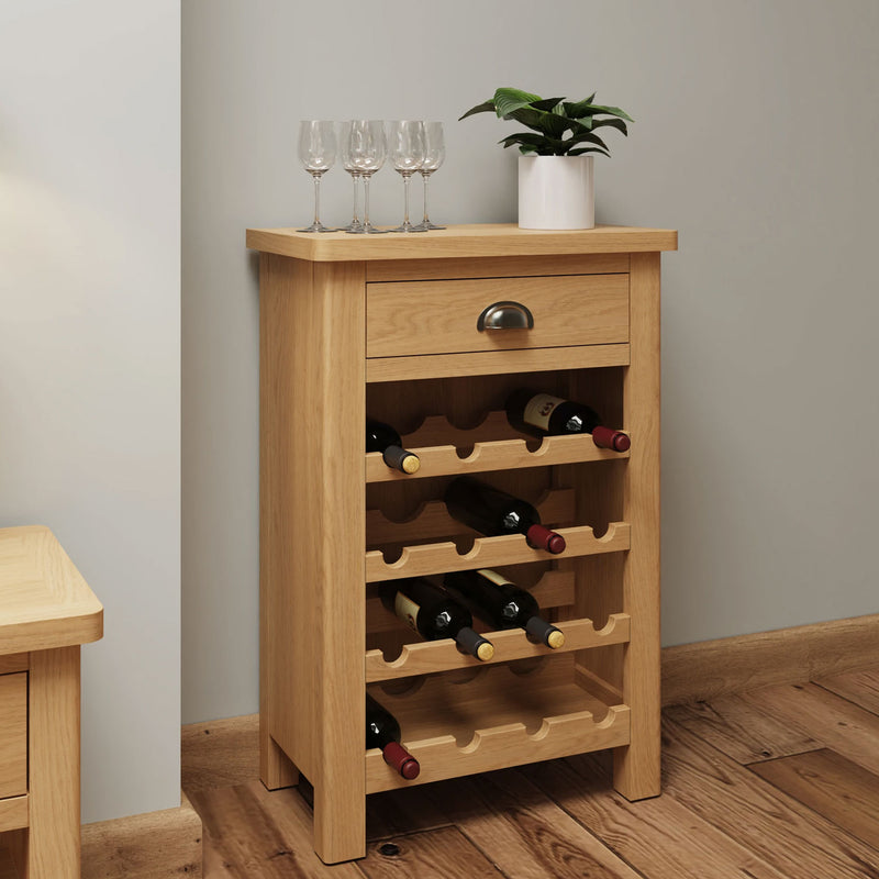 Oregon Oak 1 Drawer Wine Cabinet by Lavishway | Wine Racks-31619