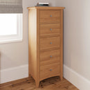 Guildford Solid Oak 5 Drawers Narrow Chest by Lavishway | Chest Of Drawers-32092