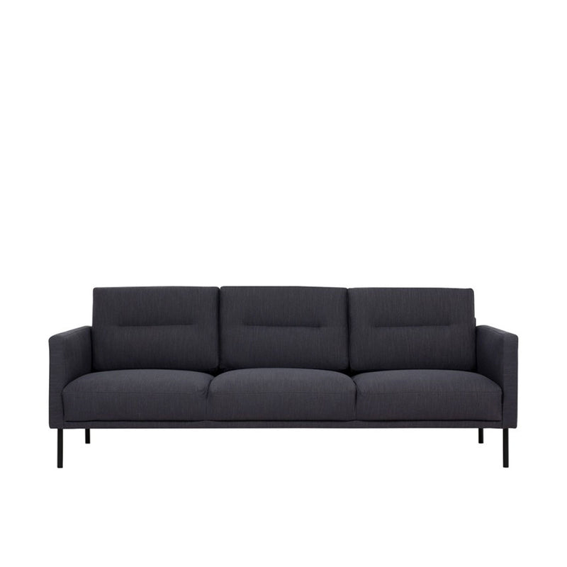 Larvik Fabric 3 Seater Sofa with Black Legs by Lavishway | Fabric Sofas-30363