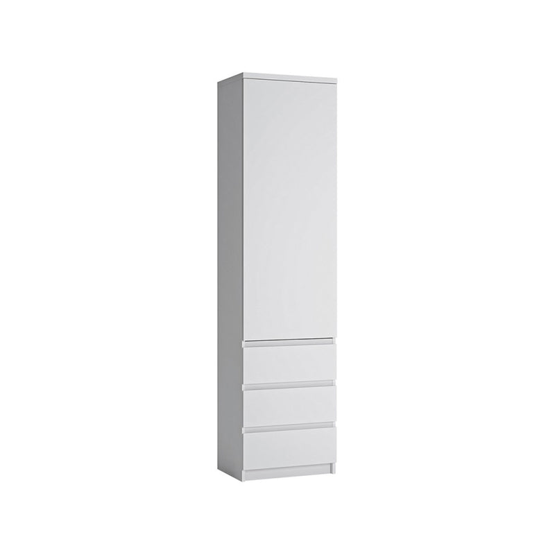 Fribo White Narrow 1 Door 3 Drawers Cupboard by Lavishway | Bookcases & Shelves-30320
