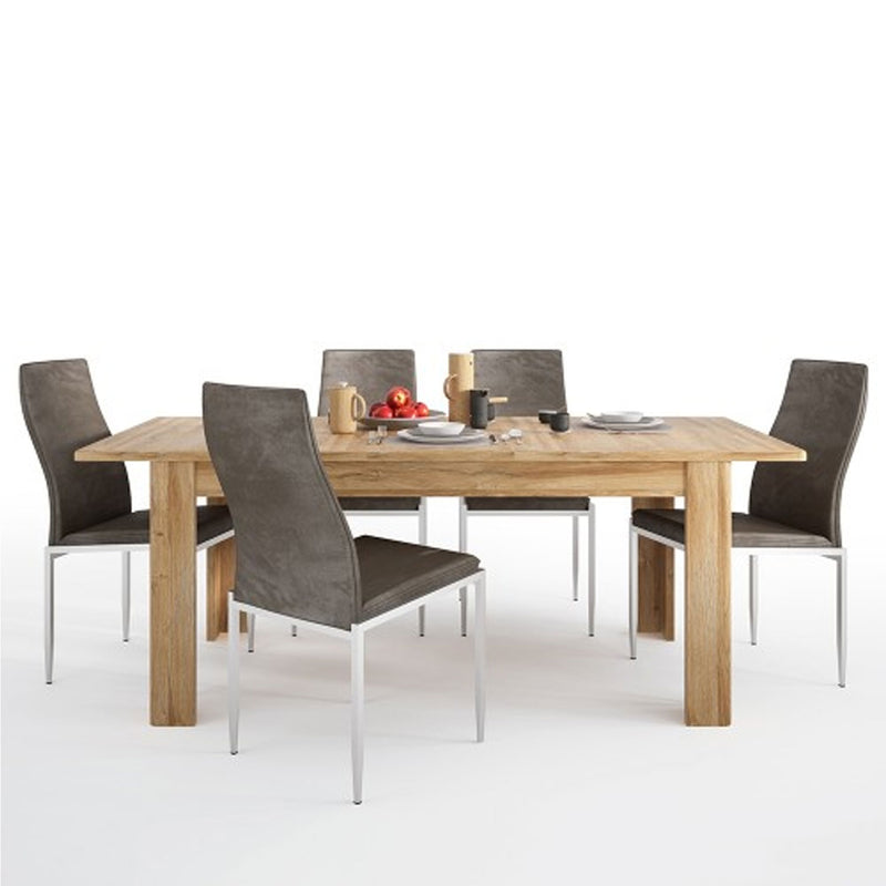 Cortina Extendable Dining Table with 4 Chairs by Lavishway | Dining Table Set-30603