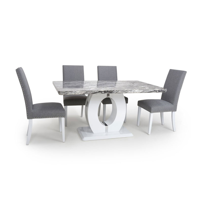 Neptune Marble Dining Table with 4 Chairs by Lavishway | Dining Table Set-27118