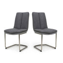 Triton Linen Dark Grey Dining Chair Set of 2 by Lavishway | Dining Chairs-37699