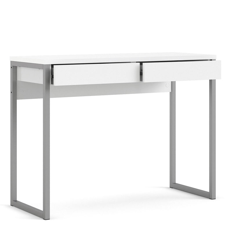 Function Plus White High Gloss 2 Drawers Desk by Lavishway | -29618