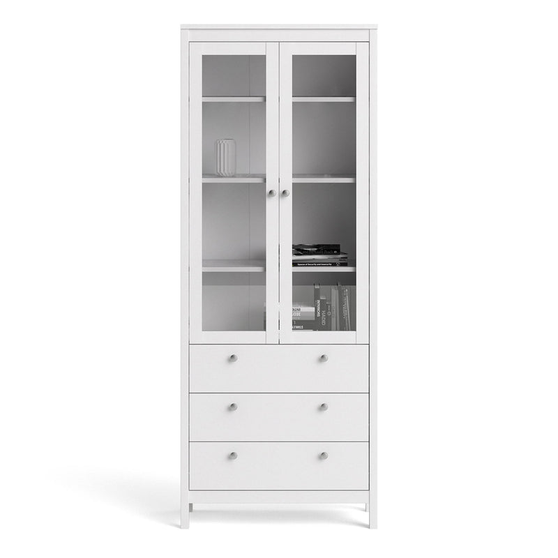 Madrid White 2 Doors and 3 Drawers Cabinet by Lavishway | Display Cabinet-29475