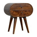 2 Drawers Circular Chestnut Bedside Table by Lavishway | Bedside Tables-21965