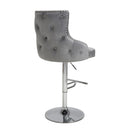 Cairo Brushed Grey Velvet Bar Stool by Lavishway | Bar Stools-37625