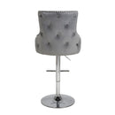 Cairo Brushed Grey Velvet Bar Stool by Lavishway | Bar Stools-37627