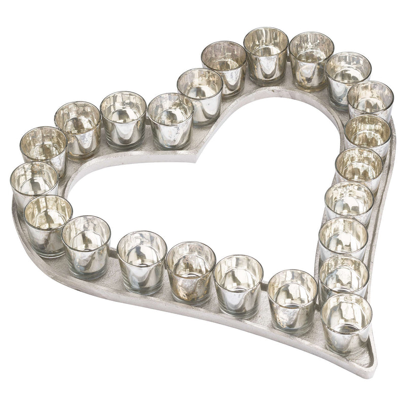Aluminium Silver Glass Heart Tray by Lavishway | Decorative Trays-39653