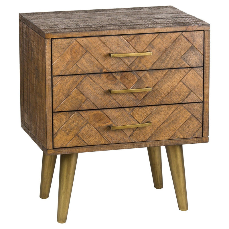 Havana Gold 3 Drawer Bedside Table by Lavishway | Bedside Tables-40050