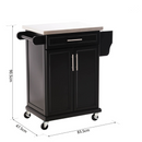 Kitchen Cart Storage Trolley in Black by Lavishway | Kitchen Islands-42779