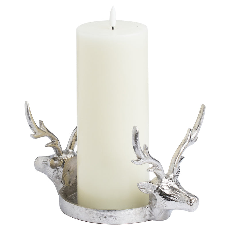Cast Silver Stag Large Candle Holder by Lavishway | Candle Holders-39565