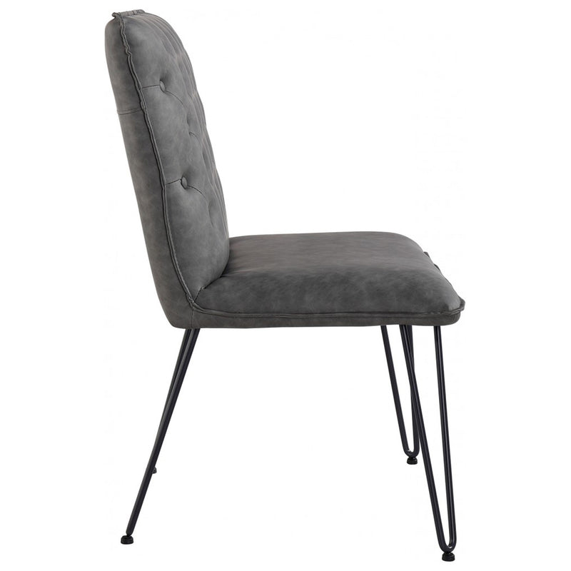 Studded Back Grey Leather Dining Bench by Lavishway | Dining Benches-31368