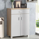 Oak 2 Door 1 Drawer Shoe Cabinet in Grey by Lavishway | Shoe Cabinets-43290
