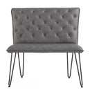 Studded Back Grey Leather Dining Bench by Lavishway | Dining Benches-31367