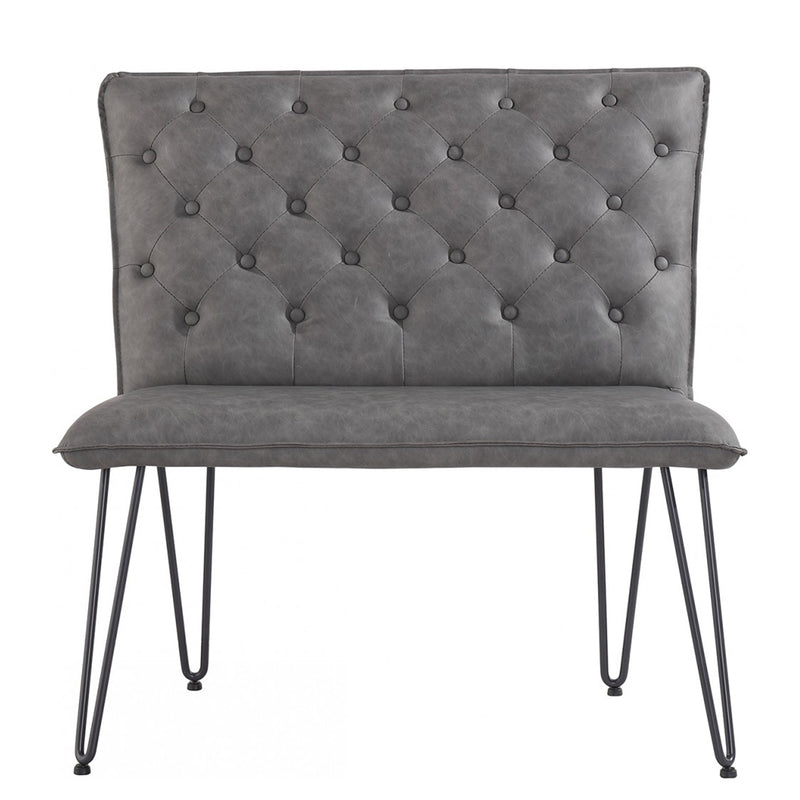 Studded Back Grey Leather Dining Bench by Lavishway | Dining Benches-31367
