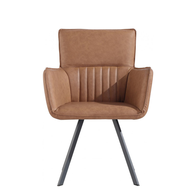 Carver Tan Leather Accent Chair in Pair by Lavishway | Armchairs-31280